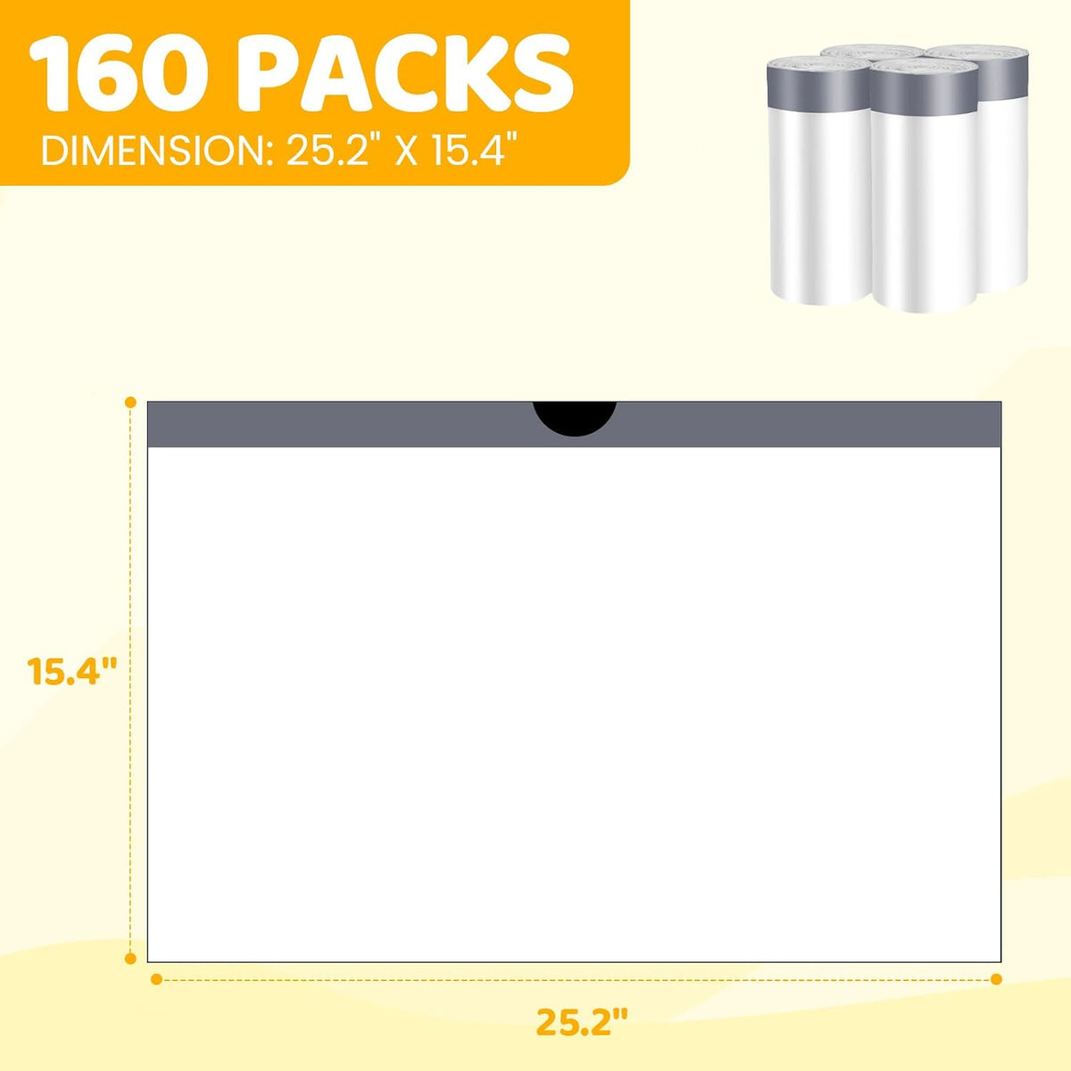160 Count Cat Litter Box Liners for Automatic Cat Litter Box and Litter Box Robot 4/3, Extra Thick,Heavy-Duty,Eonomy Bulk Pack