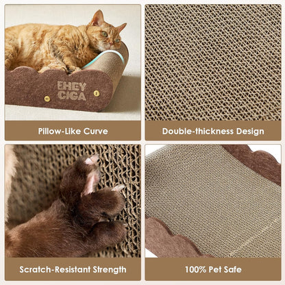 26" Large Cardboard Cat Scratcher Bed with 2 Cat Toys, Brown