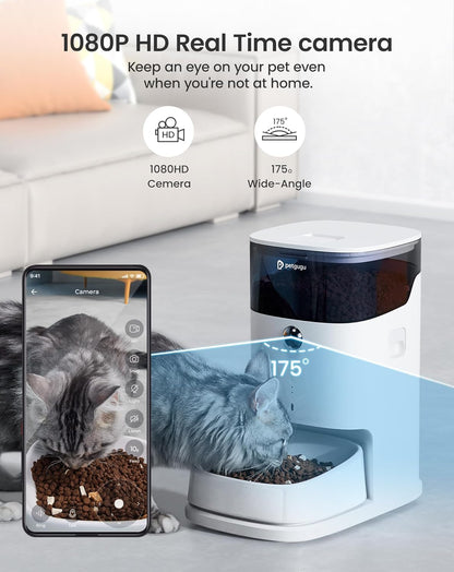 Automatic Cat Feeder, 3.5L Cat Food Bowl Dispenser with Night Vision Camera