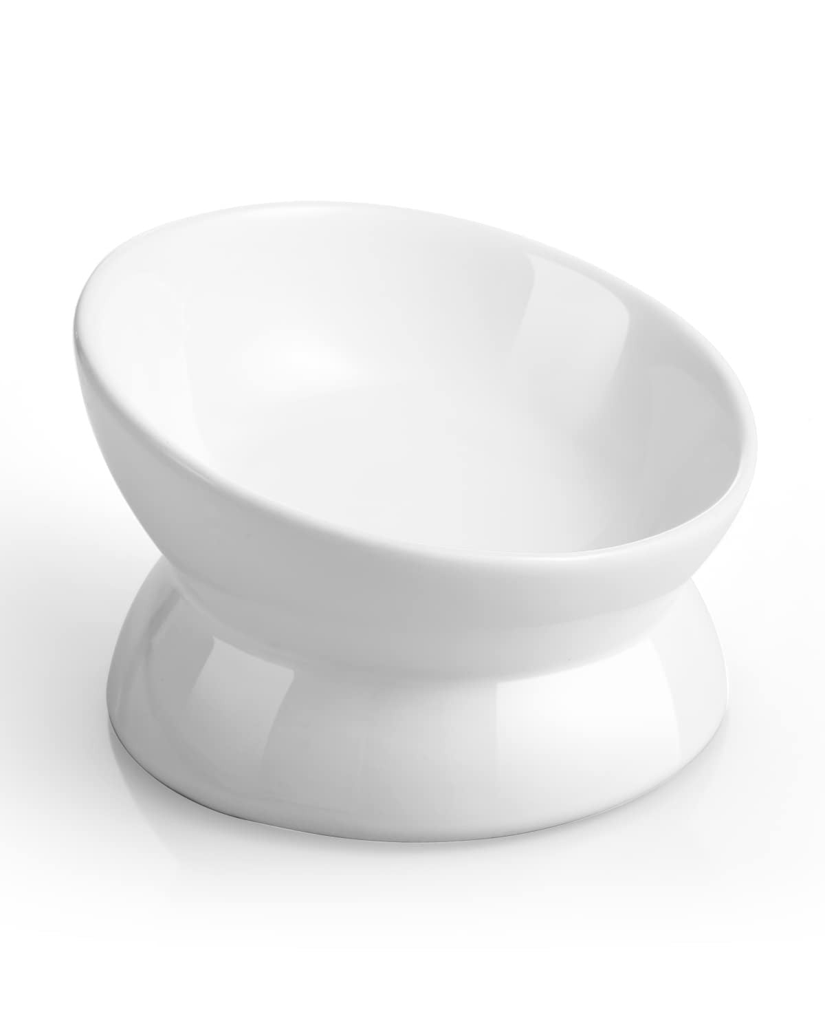 Elevated Cat Food Bowl, 5 Oz Ceramic Raised and Tilted Water Bowl