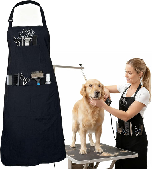 Dog Grooming Apron Smock Waterproof Apron for Dog Groomer Hair Resistant Barber Apron for Salon (1 Pack)