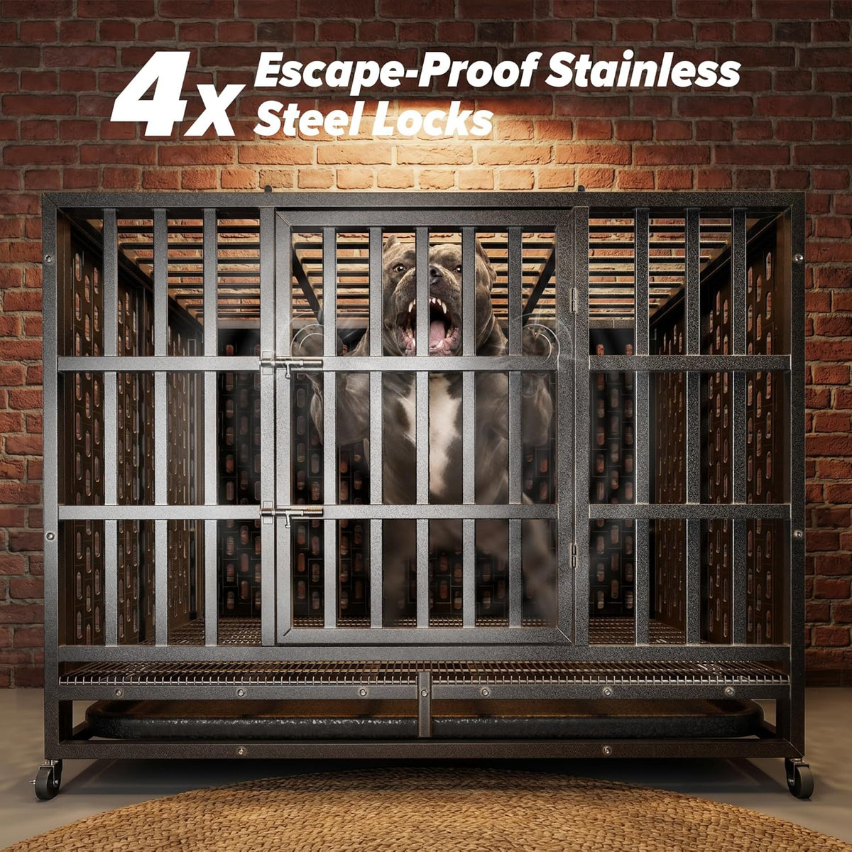 48 Inch Heavy Duty Indestructible Dog Crate, for High Anxiety Dog