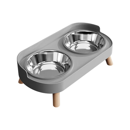 Small Dog Food and Water Bowl Set Stainless Steel Double Bowl, Non-Tip Elevated Cervical Protection, Stainless Steel Dog Water Bowl