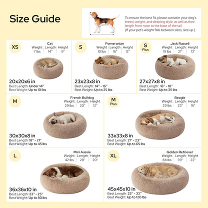 Bedsure Calming Dog Bed Medium Size Dog Donut Washable Pet Bed,30Ins Camel