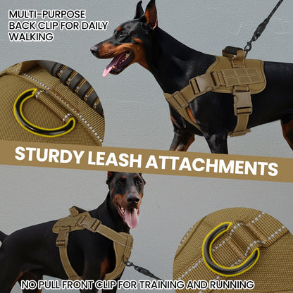 No Pull Dog Harness for Small Dogs, Reflective Dog Vest Harness with Handle, Adjustable Easy on Dog Harness for Training Running Walking, Khaki S