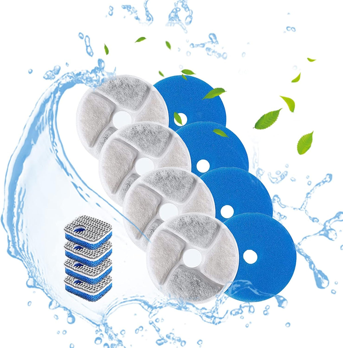 Cat Water Fountain Filters, 4 Packs Replacement Filters for Automatic Pet Fountain, 4.13Inch Filters for Cat Water Fountain