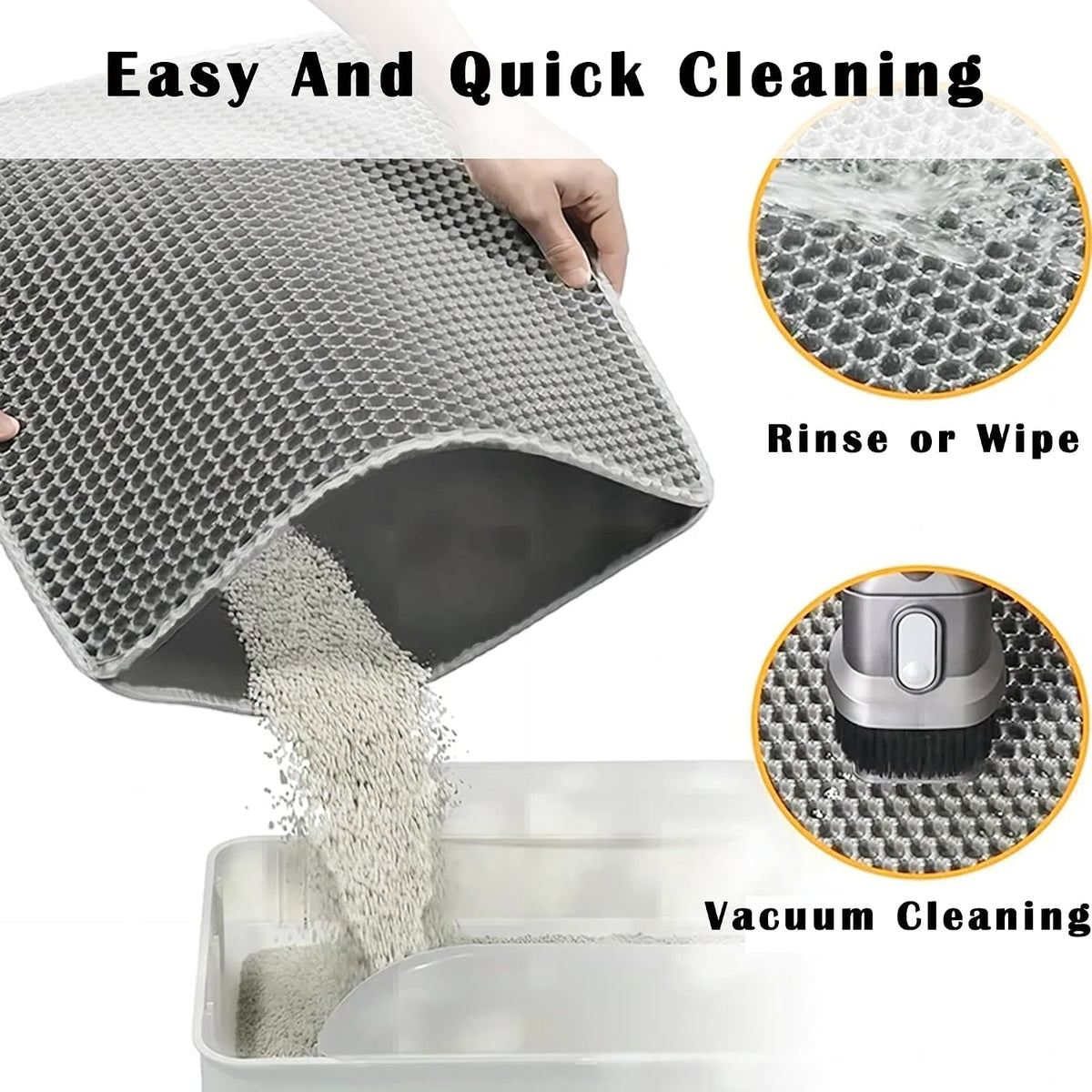 2-Pack Cat Litter Mat, Double Layer Honeycomb Waterproof Urine Proof Non-Slip Litter Trapping Mat, Less Waste, Easy to Clean Cat Litter Box Mat, Kitten Indoor Supplies (Gray, 20X16 Inches)