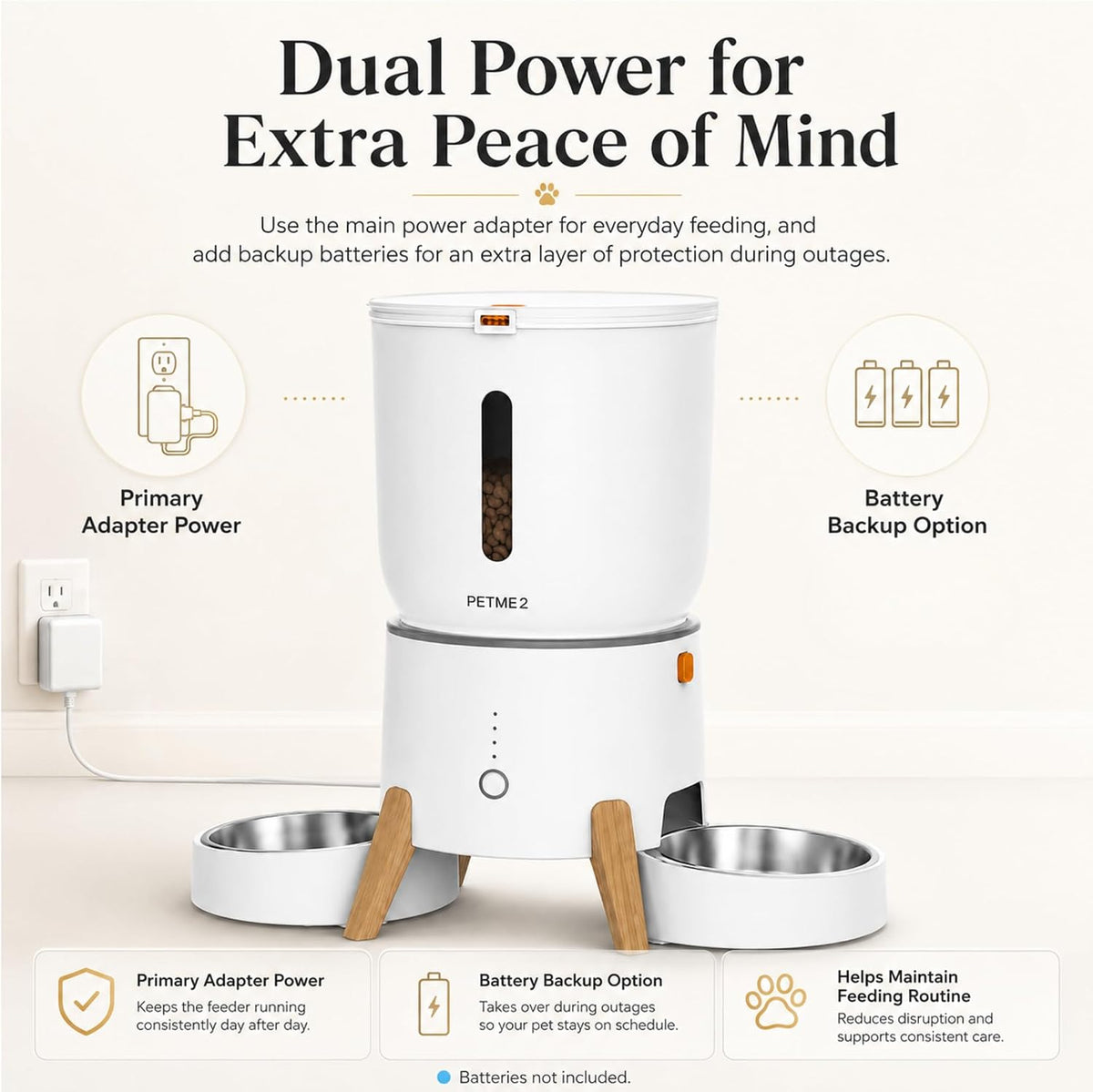 Dual Bowl Automatic Cat Feeder - 5L Wifi Smart Elevated Cat Feeding Station with App Control, Voice Recording, Dual Power Options, Stainless Steel Cat Bowls & Anti-Jam Technology for Small Dogs