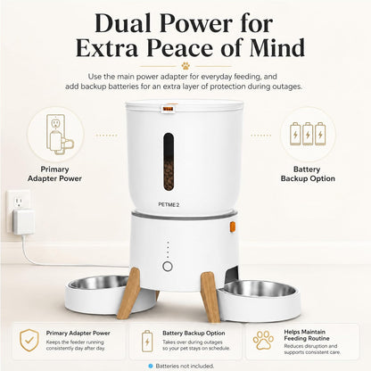 Dual Bowl Automatic Cat Feeder - 5L Wifi Smart Elevated Cat Feeding Station with App Control, Voice Recording, Dual Power Options, Stainless Steel Cat Bowls & Anti-Jam Technology for Small Dogs