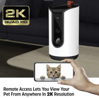 Smart Pet Treater, Interactive Pet Treat Dispenser W/ 2K Video Camera & 2-Way Audio, White