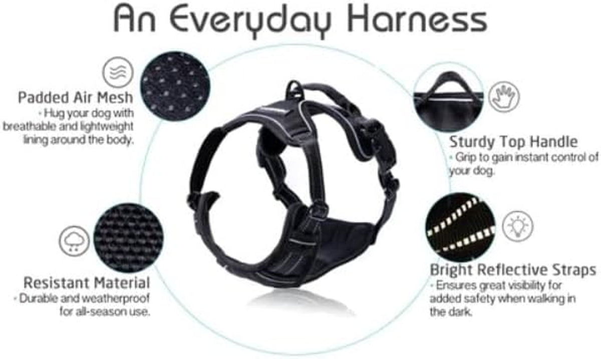 Dog Harness, No Pull for Large Dogs with 2 Leash Clips, Pet Vest