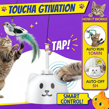 Interactive Cat Toys for Indoor Cats, 360° Automatic Spin Flying Bird Wand