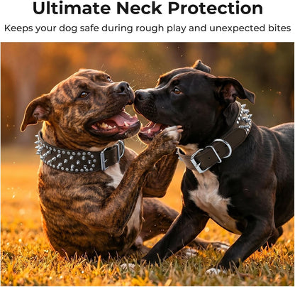 Anti-Bite Wide Spiked Studded Dog Collar, M (18.5” - 21.65”)