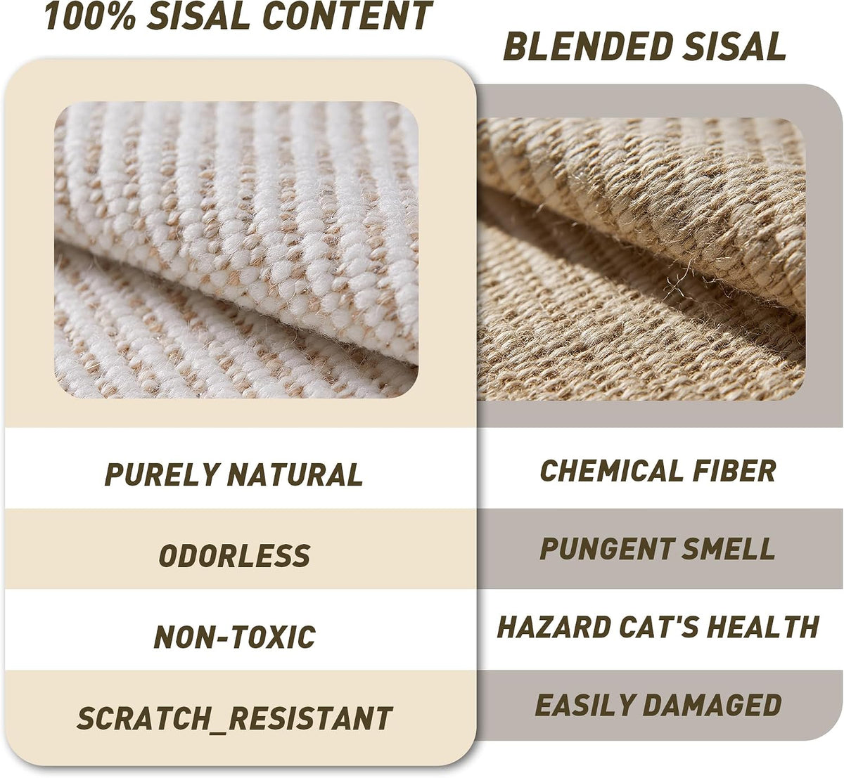 Sisal Cat Scratcher Bed with Hammock, Solid Wood Frame Cat Scratch Pad & Lounger for Indoor Cats, Durable Natural Sisal Cat Furniture Protector for Scratch, Rest and Sleep(Large)