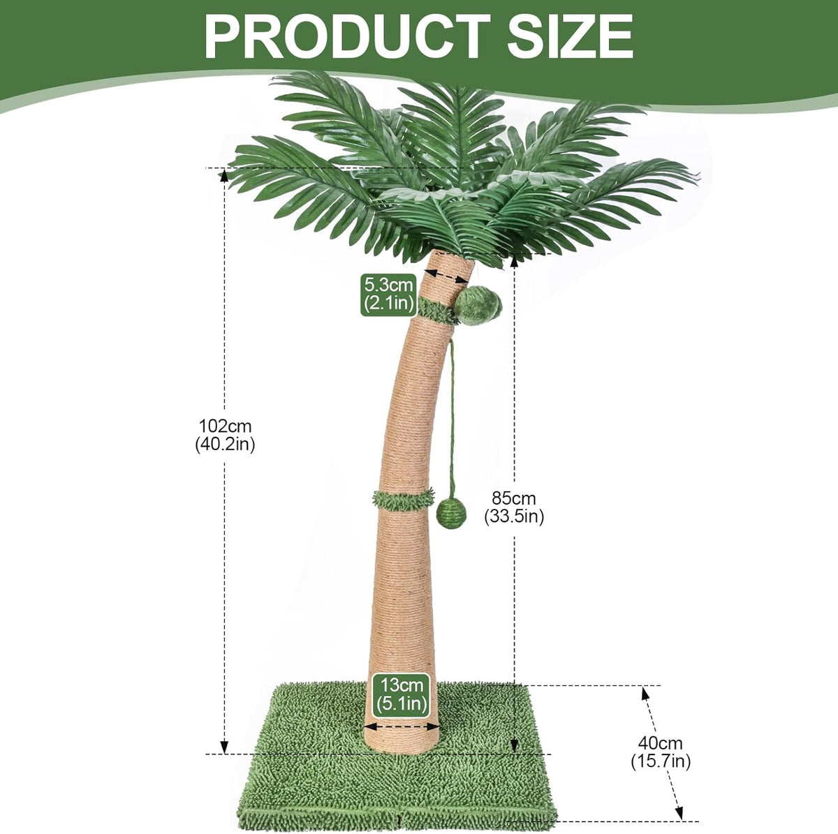 Palm Tree Cat Scratching Post with 19 Interactive Balls, Natural Sisal Rope Cat Scratchers for Indoor Cats, Multi-Combinable (Style a & B & C & D)