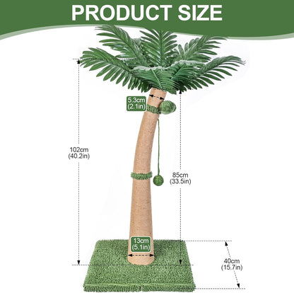 Palm Tree Cat Scratching Post with 19 Interactive Balls, Natural Sisal Rope Cat Scratchers for Indoor Cats, Multi-Combinable (Style a & B & C & D)