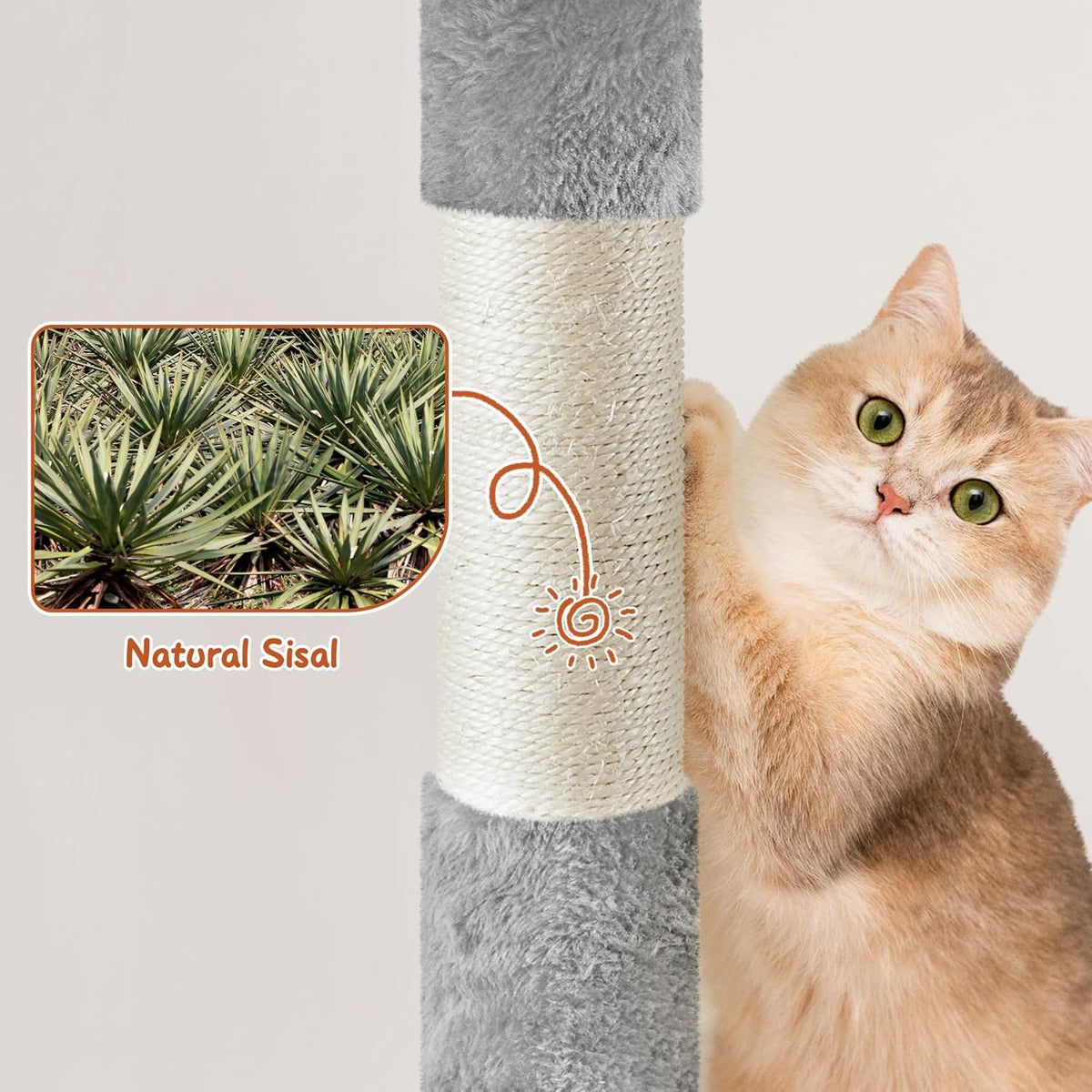 76In Large Cat Tree Tower, 2 Condos, Sisal Posts & Cat-Ear Perch