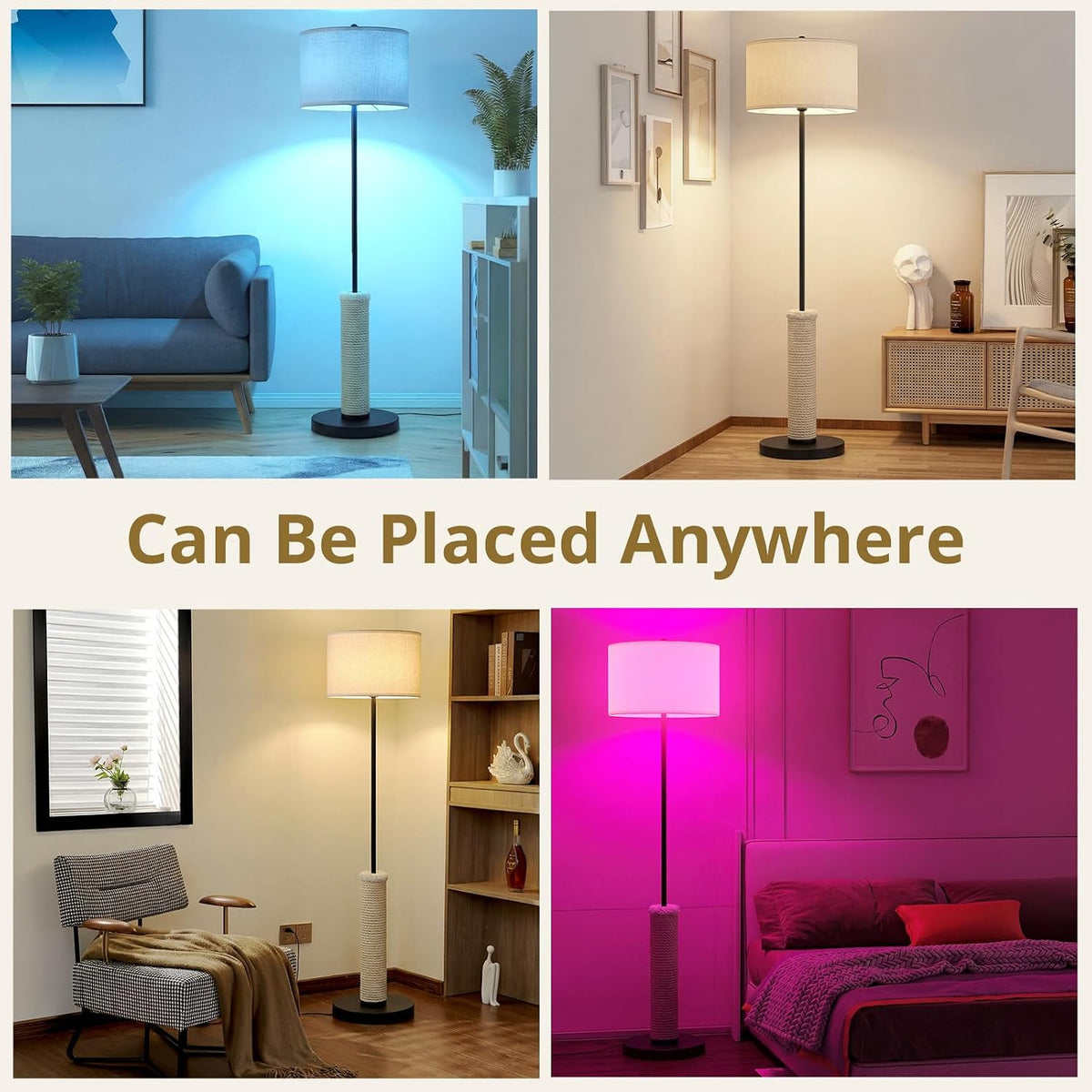 61 Inches Cat Scratching Post, Floor Lamp,Durable Natural Sisal and Heavy Duty Base,Suitable for Living Room Bedroom Dining Room Kitchen