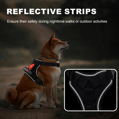 Dog Harness for Large Dogs, No Pull Dog Harness with Handle, Reflective Pet Harness, Adjusatble Service Vest Harness for Dog