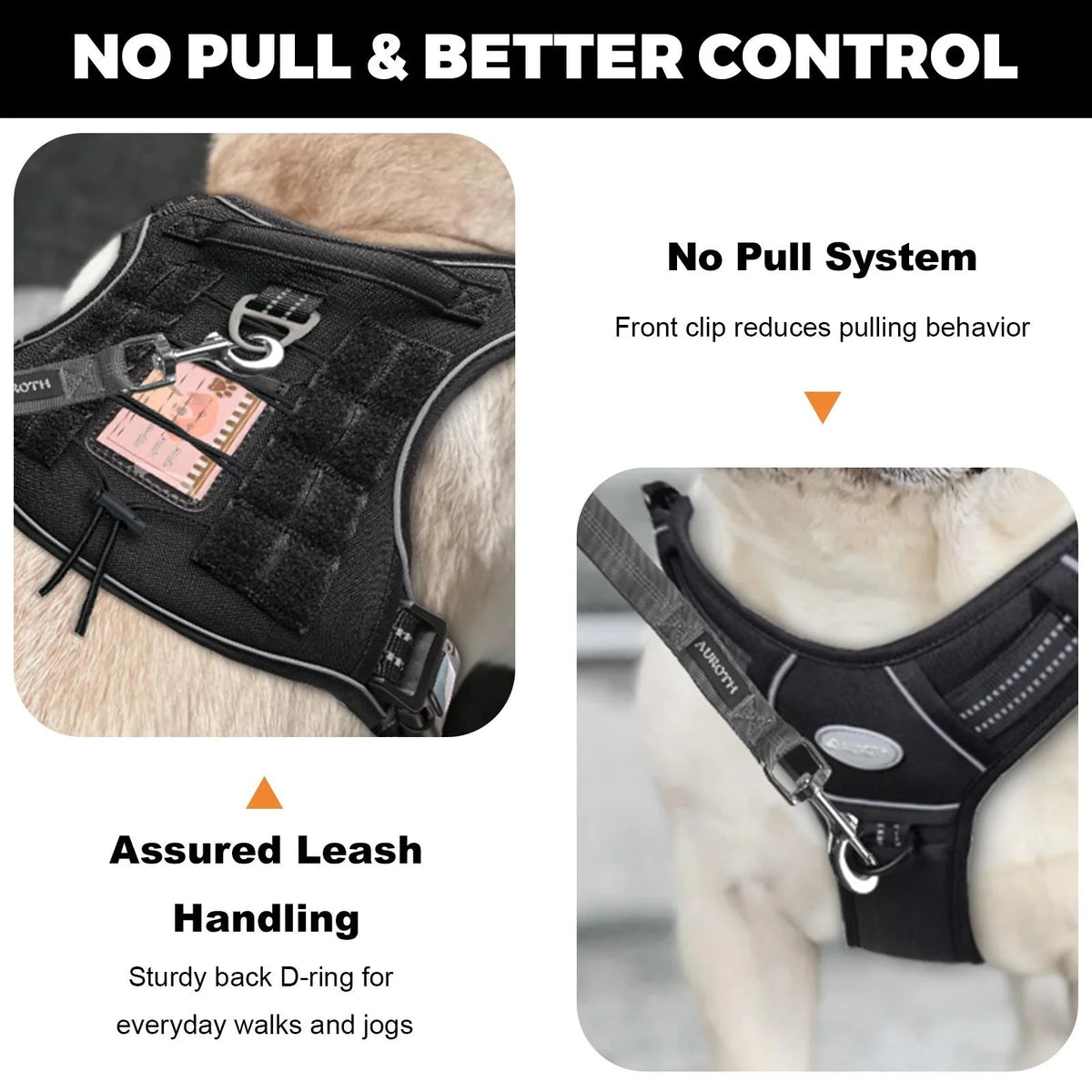 Dog Harness for Large Dogs No Pull, Adjustable Dog Vest Harness, Large Dog Harness with Durable Handle, Reflective Soft Padded Dog Vest Harness for Running Walking, Black