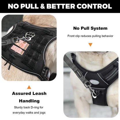 Dog Harness for Large Dogs No Pull, Adjustable Dog Vest Harness, Large Dog Harness with Durable Handle, Reflective Soft Padded Dog Vest Harness for Running Walking, Black