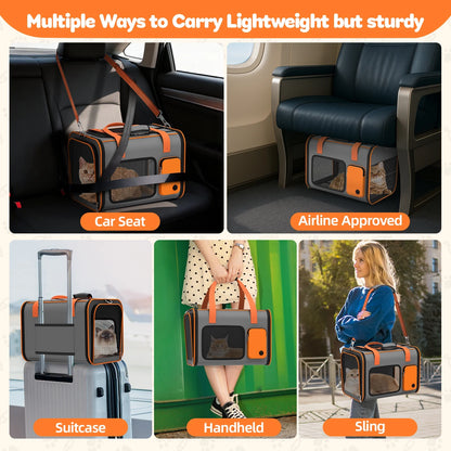 Cat Carrier Soft Sided, Pet Travel Dog Carrier for Small Dogs Cats up to 20Lbs, Cat Dog Bag Airline Approved