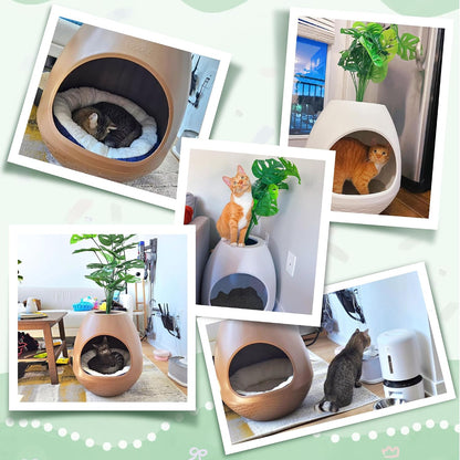 Eggloa6 Plant Litter Box Large Cat Hidden Litter Box with 4X Litter Box Liners, Cat Litter Mat, Artificial Plant Litter Box Enclosure Furniture Large DIY Litter Box Furniture for Cat Kitty Bunny