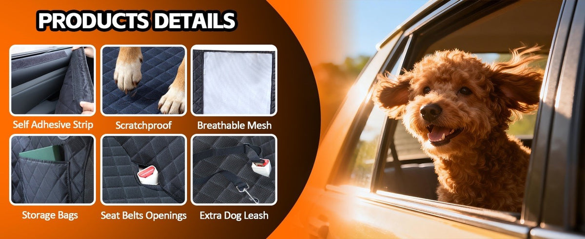 Back Seat Extender for Dogs, 68" X 52" Hard Bottom Waterproof Cover, Black
