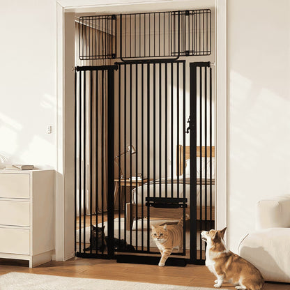 Cat Gate, 71"Extra Tall Dog Gate, 43''Wide Pet Gate Pressure Mounted, Safety Gate for Pets,Black