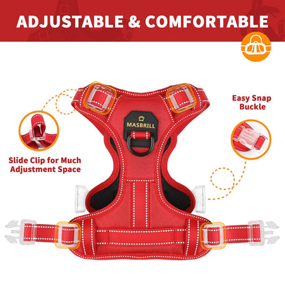 Reflective Dog Harness No Pull Dog Vest Harness with Handle,No Choke Adjustable Soft Padded Pet Vest for Small Dogs,Red Dog Galters