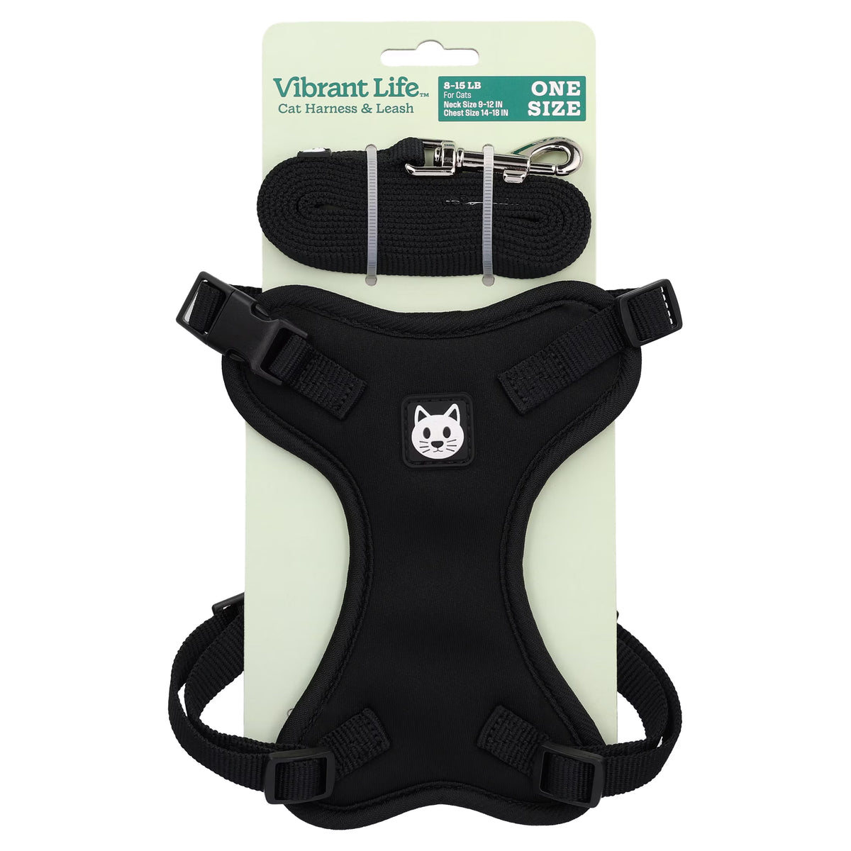 Adjustable Cat Harness and Leash Set, Black, One Size