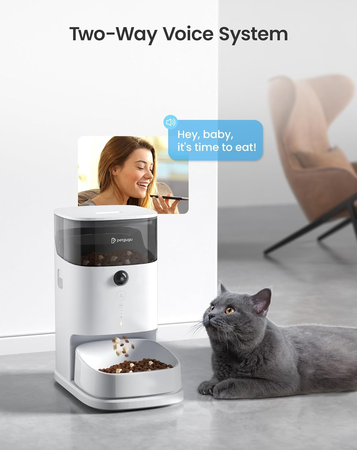 Automatic Cat Feeder, 3.5L Cat Food Bowl Dispenser with Night Vision Camera