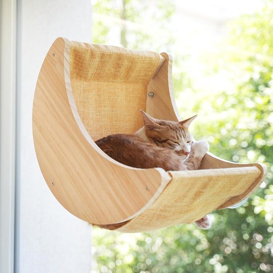 Cat Window Perch, Plywood Moon Bed with 4 Heavy-Duty Suction Cups