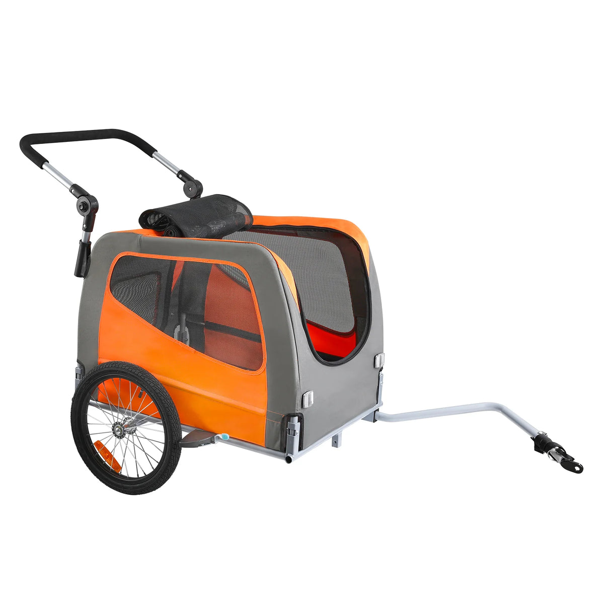 2-in-1 Dog Bike Trailer and Stroller - up to 66 lbs, Orange/Gray