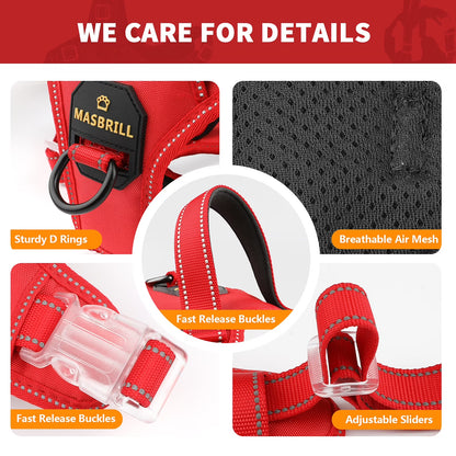 Reflective Dog Harness No Pull Dog Vest Harness with Handle,No Choke Adjustable Soft Padded Pet Vest for Small Dogs,Red Dog Galters