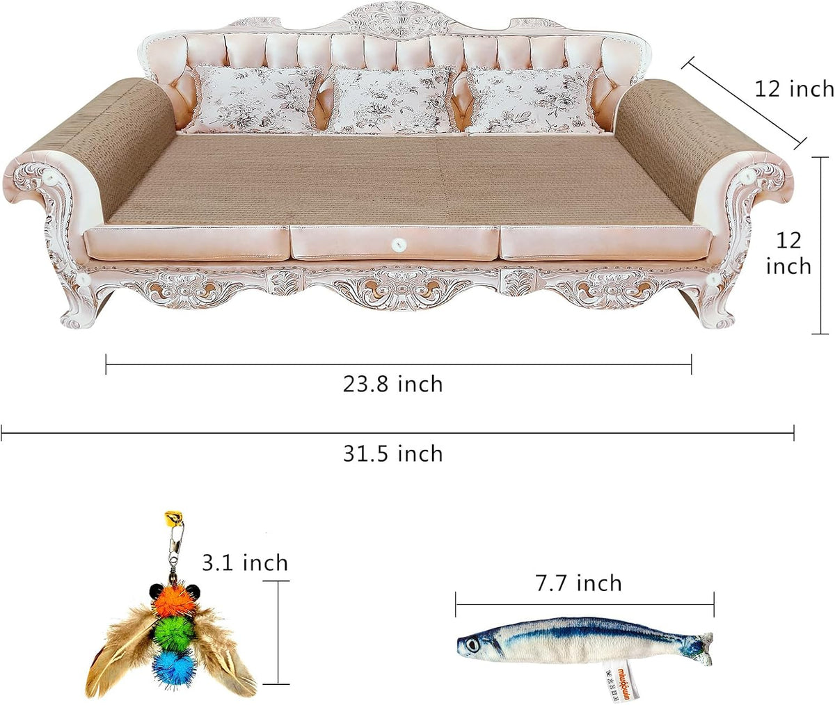 31.5" Extra Large Cat Scratcher Sofa, Durable Cardboard Lounge Bed