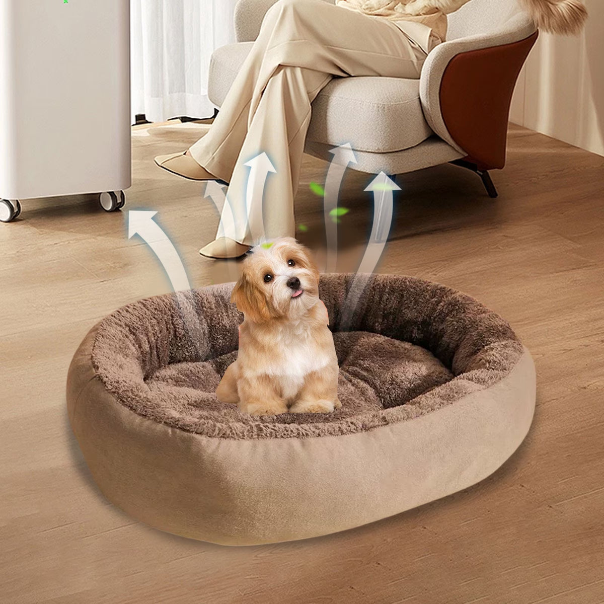 PALIFEUR Small Dog Bed for Puppy&Cat, Comfort Warmth Dog Bed, Thickened Soft Dog Beds with Cozy Sleeping, Washable Dog Bed Velvet Cover, Indoor, Gray(19.69"X15.75")
