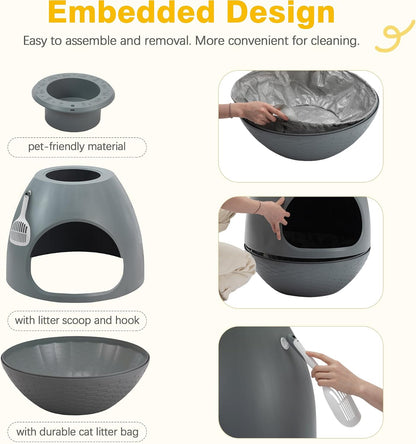 Eggloa6 Cat Litter Box Enclosure, Plant Litter Box Large