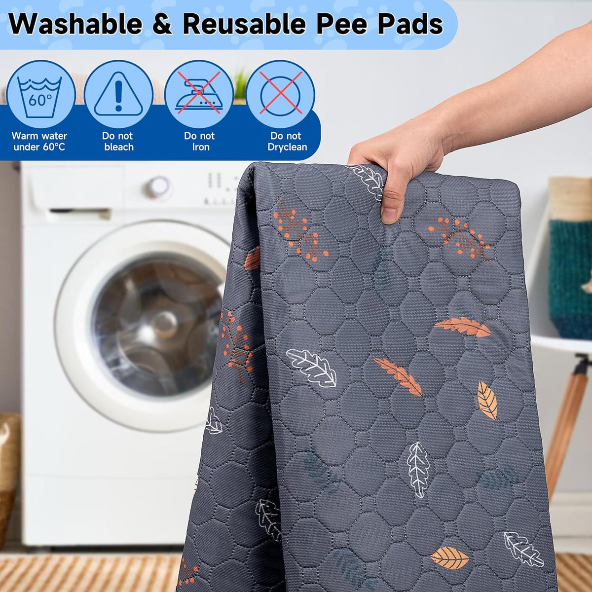 Washable Pee Pads for Dogs, Reusable Puppy Pads for Dog Playpen 2PC