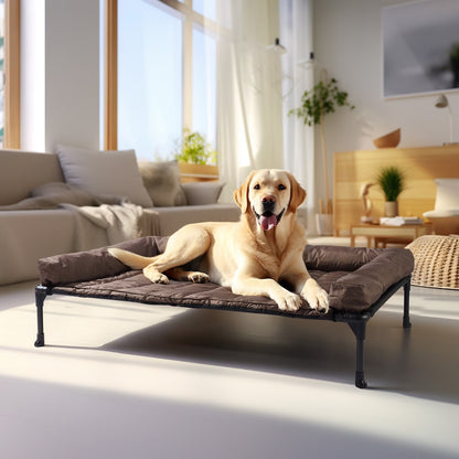 Cooling Elevated Dog Bed + Waterproof Removable Pillow-Top Mat, Dog Sofa Bed, Large, Brown