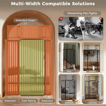 Cat Gate, 71"Extra Tall Dog Gate, 43''Wide Pet Gate Pressure Mounted, Safety Gate for Pets,Black