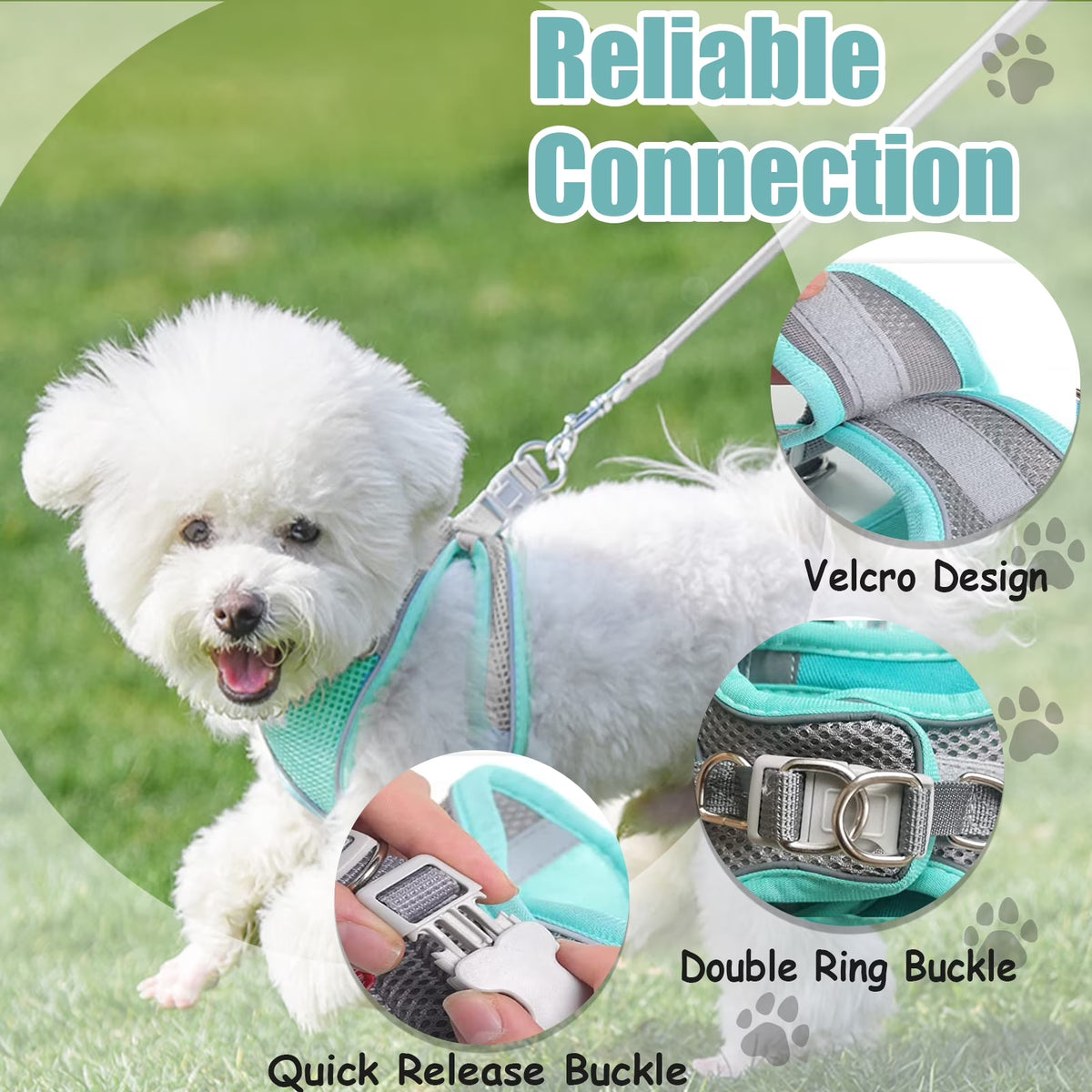 Cat Harness and Leash, Escape Proof Cat Vest Dog Walking Leash and Harness Set, Adjustable Step in Pet Harness, Reflective Breathable Easy Control Vest for Small Large Kitten Dog Outdoor, Green XS