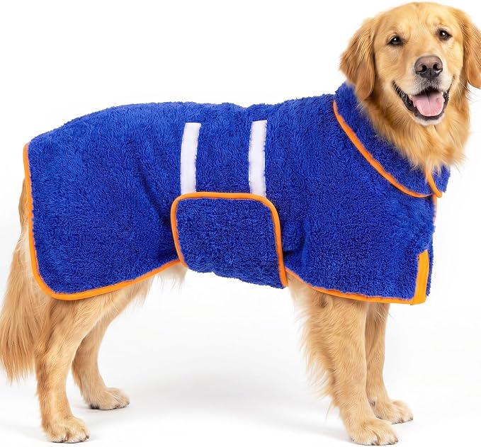 Super Absorbent Dog Bathrobe – Dark Blue, XL