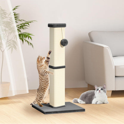 Cat Scratching Post, 32 Inch Tall Scratching Post for Indoor with 5 Inch Diameter Posts and Ball Cat Scratcher for Medium and Large Cats