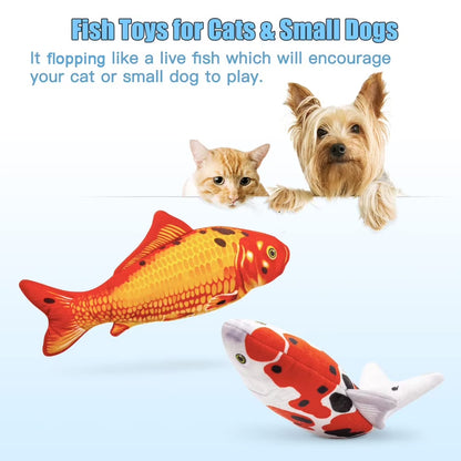 2 Pack 11" Interactive Fish Cat Toys Flopping Fish with Silvervine and Catnip Moving Cat Kicker Cat Toys for Indoor Cats Puppy Play Chase Exercise Activity