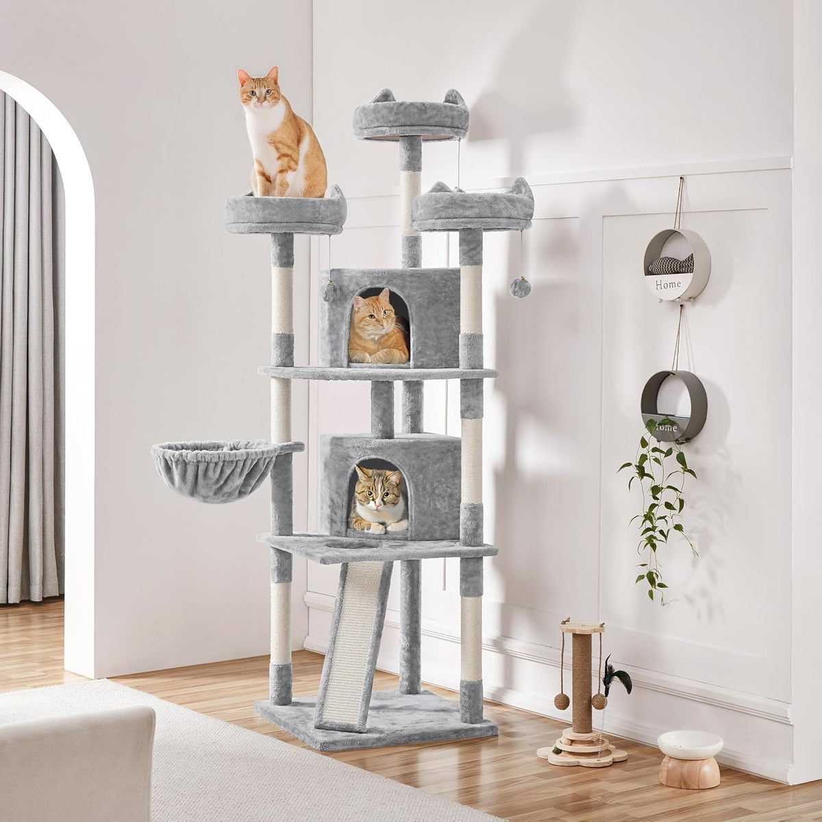 76In Large Cat Tree Tower, 2 Condos, Sisal Posts & Cat-Ear Perch
