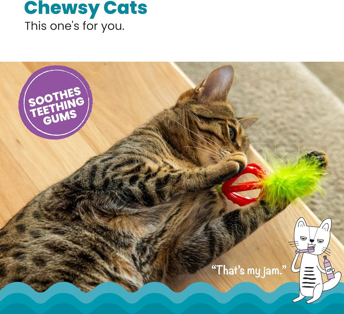 Dental Strawberry Teether Cat Chew Toy with Catnip, 4"