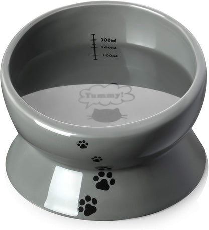 Elevated Cat Food Bowl, Raised Pet Food and Water Bowl, Ceramic, 15Oz