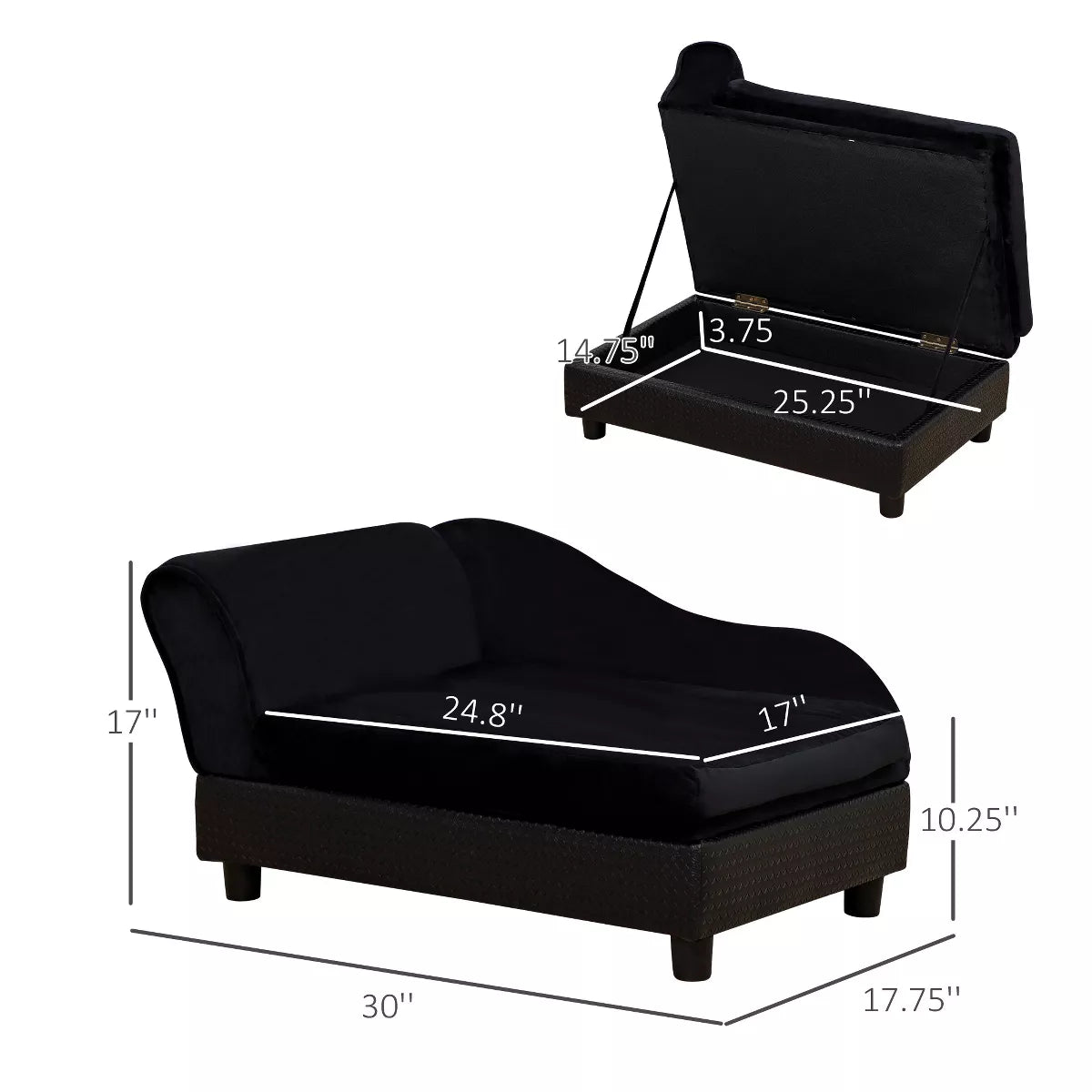 Pawhut Fancy Dog Bed for Small Dogs with Hidden Storage, Small Dog Couch with Soft Foam, Dog Sofa Bed, Cushy Dog Bed