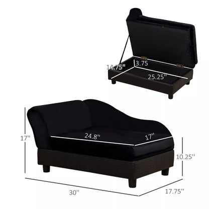 Pawhut Fancy Dog Bed for Small Dogs with Hidden Storage, Small Dog Couch with Soft Foam, Dog Sofa Bed, Cushy Dog Bed
